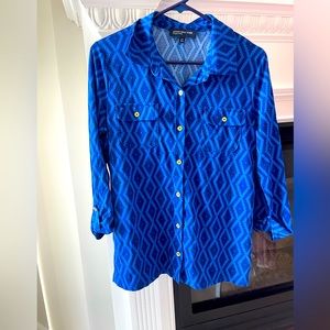 Electric blue button down blouse